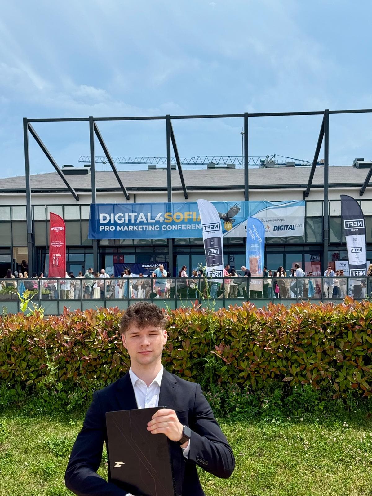 Rocky Jenkinson outside the Digital4Sofia marketing conference